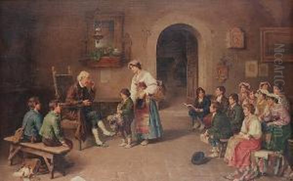 A Present For Teacher Oil Painting by Francesco Bergamini