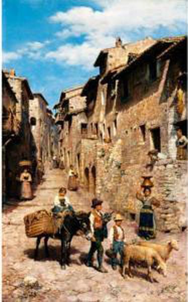 Vita Di Paese Oil Painting by Francesco Bergamini