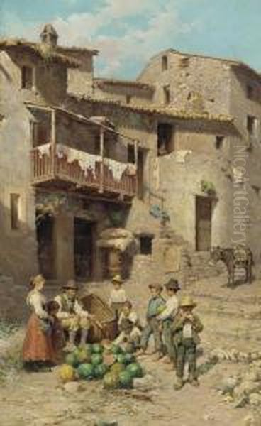 The Watermelon Vendor Oil Painting by Francesco Bergamini