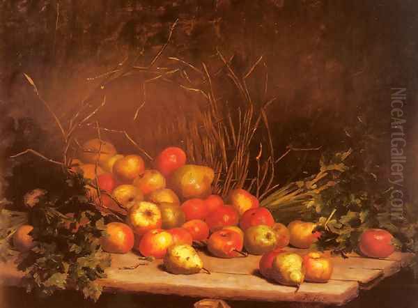 An Overturned Basket Of Fruit And Vegatables Oil Painting by Hubert Bellis