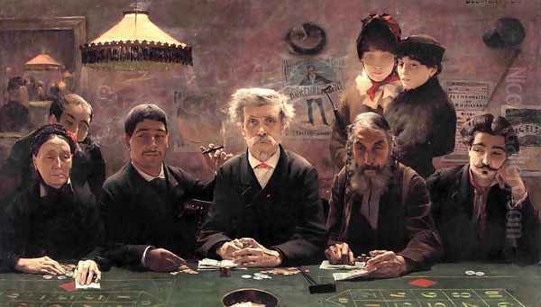 Le Tripot (The Gambling Den) Oil Painting by Jean-Eugene Buland