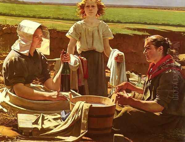 Dejeuner Des Laveuses (The Washerwomen's Lunch) Oil Painting by Jean-Eugene Buland