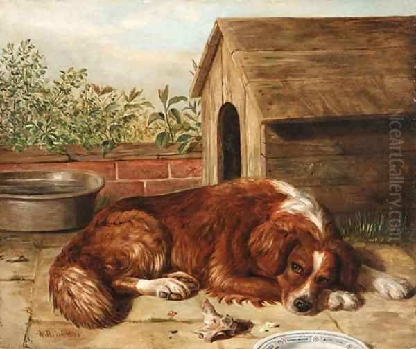 Dog Oil Painting by Alfred R. Barber