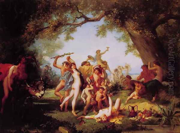 A Bacchanal Oil Painting by Aime Gabriel Adolphe Bourgoin