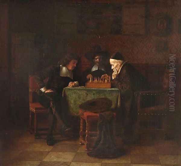 Chess Game Oil Painting by Simeon Buchbinder