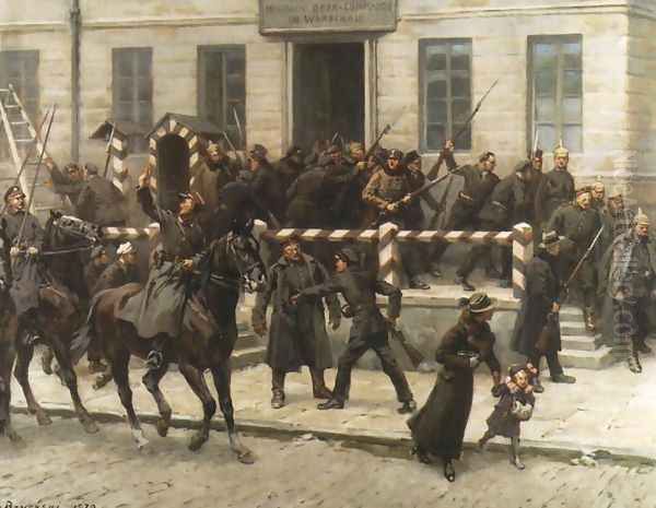 Polish Legions Entering Warsaw Oil Painting by Stanislaw Bagienski