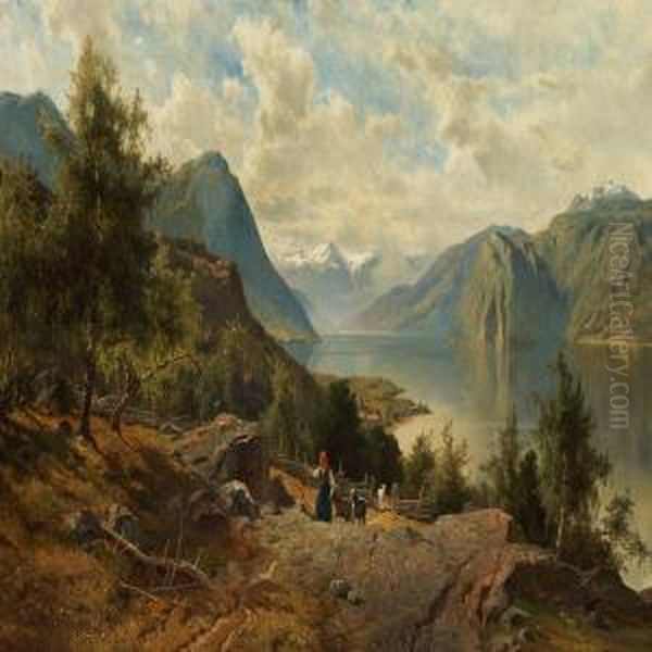 Norwegian Fiord Oil Painting by Edvard Bergh