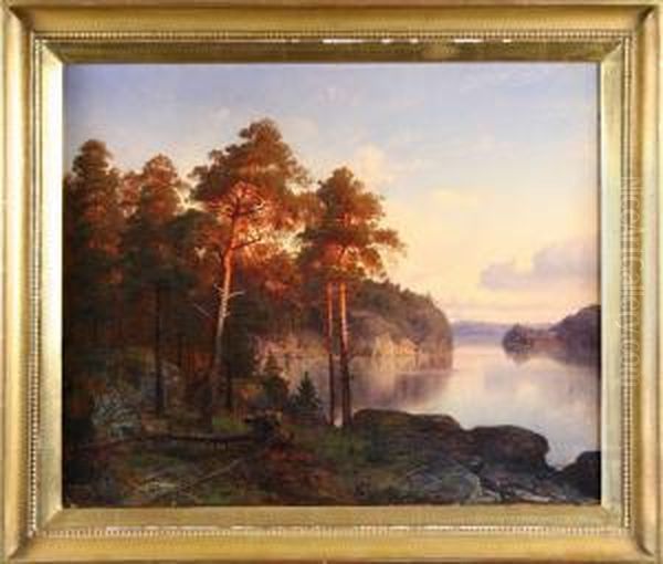 Tillskriven, Insjolandskap Oil Painting by Edvard Bergh