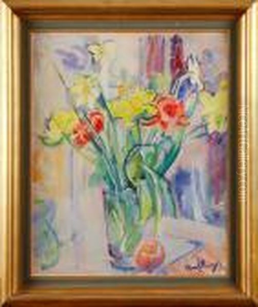 Blomsterstilleben Oil Painting by Svante Bergh