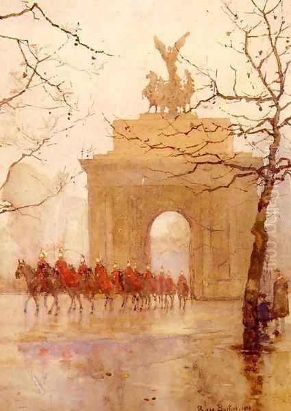 Hyde Park Corner, With Household Cavalry Oil Painting by Rose Barton