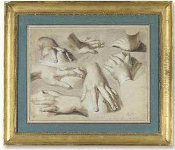 Studies Of Hands On Breasts Oil Painting by Antoine Berjon