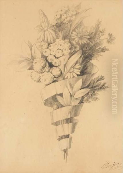 Un Bouquet De Fleurs Dans Un Ruban Oil Painting by Antoine Berjon