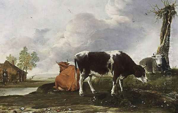 Landscape with Cows 1649 Oil Painting by Anthonie van BORSSUM