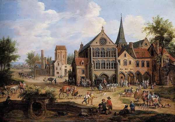 A Town Scene Oil Painting by Pieter Bout