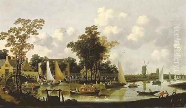 A holiday afternoon on the Zwaenhals, near Rotterdam Oil Painting by Pieter Bout