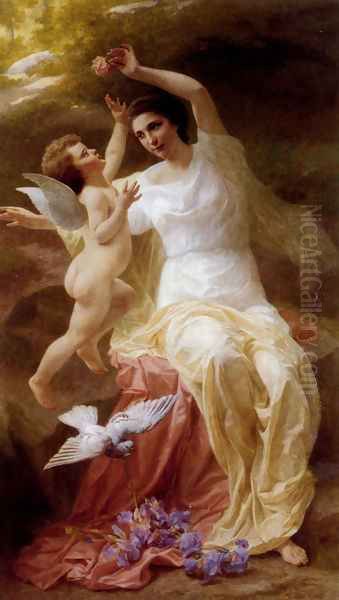 Venus And Cupid Oil Painting by Theophile Blanchard