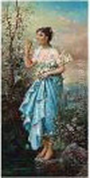 The Lily Maiden Oil Painting by Joseph Bernard