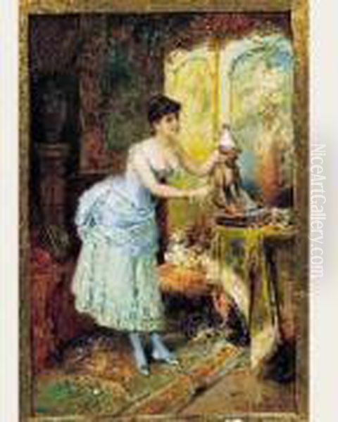 Jeune Femme Et Son Singe Oil Painting by Joseph Bernard