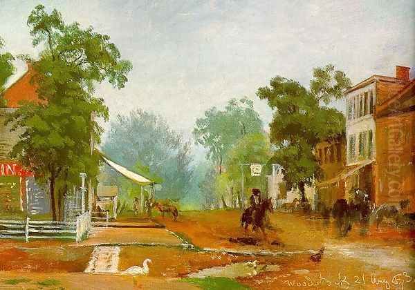 Village Street in Woodstock, Virginia 1867 Oil Painting by Frank Buchser