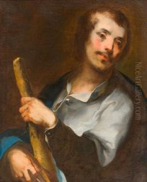 Portrait Of A Saint With Rod. Oil Painting by Bernardo Strozzi