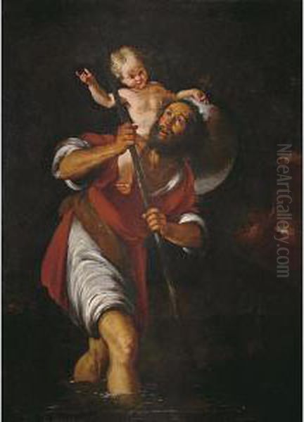 San Cristoforo Traghetta Il Bambin Gesu Oil Painting by Bernardo Strozzi