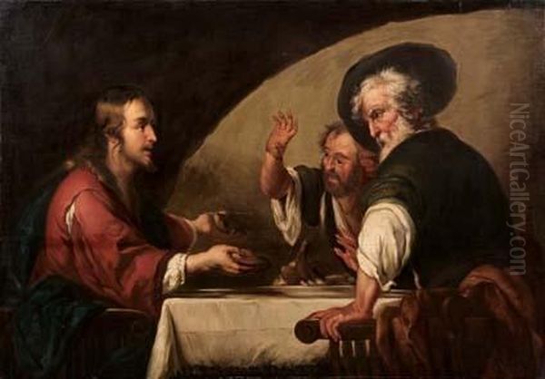 Cena In Emmaus Oil Painting by Bernardo Strozzi