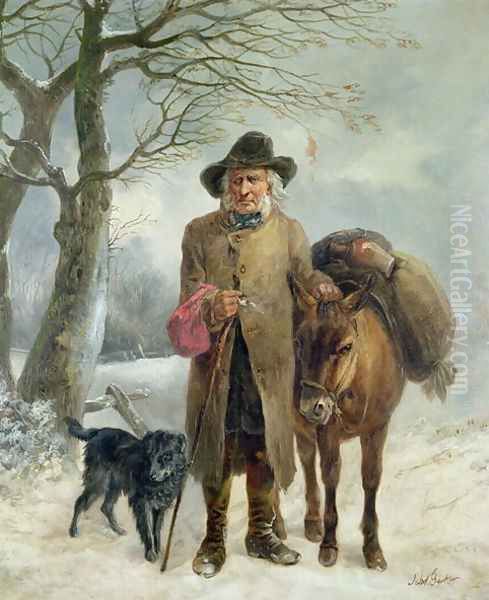 Gathering winter fuel Oil Painting by John Barker