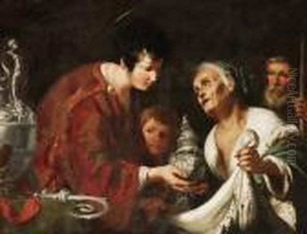 Elemosina Di San Lorenzo Oil Painting by Bernardo Strozzi