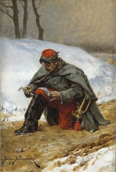 Wounded Bugler Oil Painting by Etienne Prosper Berne-Bellecour