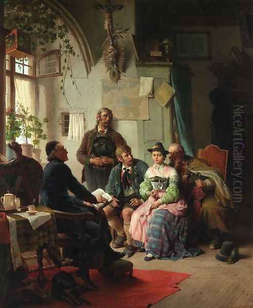 The Wedding Contract Oil Painting by Peter Baumgartner