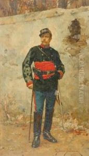 An Officer From The Franco-prussian War Oil Painting by Etienne Prosper Berne-Bellecour