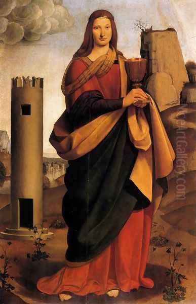 St Barbara 1493-99 Oil Painting by Giovanni Antonio Boltraffio