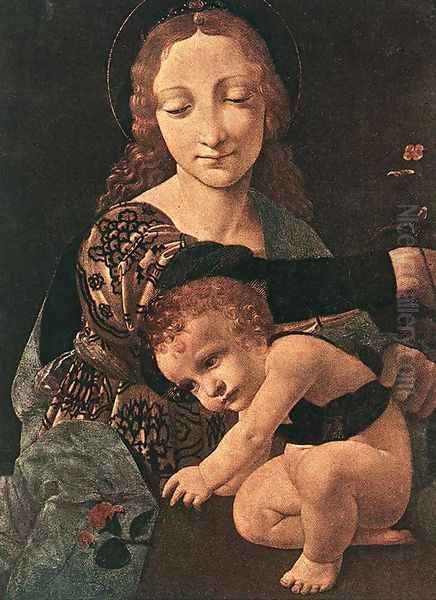 Virgin and Child with a Flower Vase (detail) Oil Painting by Giovanni Antonio Boltraffio