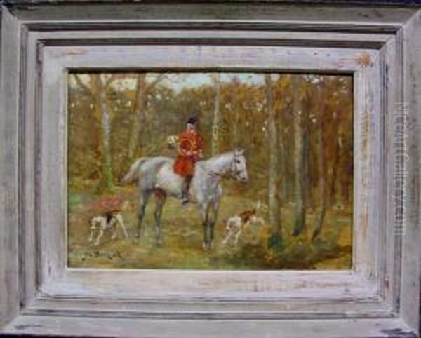 Description:jager Te Paard In Het Bos Oil Painting by Georges, Geo Bernier