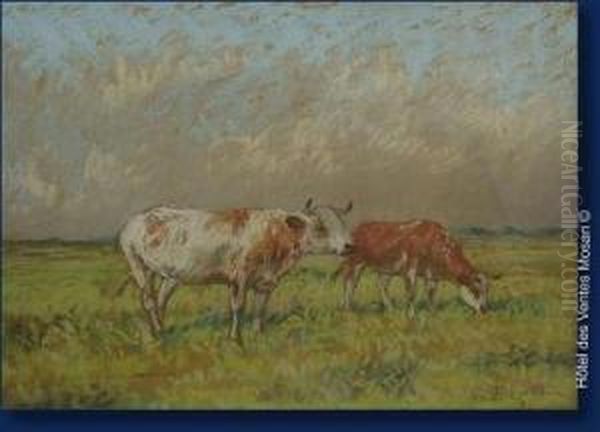 Vaches Au Pre Oil Painting by Georges, Geo Bernier