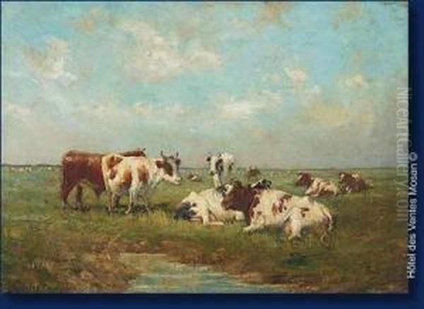 Vaches En Zeelande Oil Painting by Georges, Geo Bernier