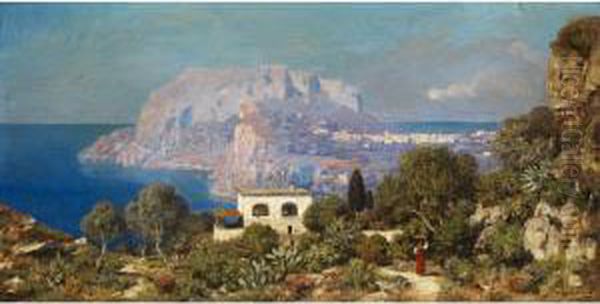 Der Felsen Von Capri Oil Painting by Edmund Berninger