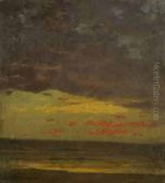 Sonnenuntergang Uber Dem Golf Von Neapel Oil Painting by Edmund Berninger