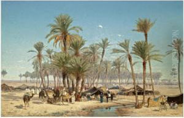 The Oasis, Biskra Oil Painting by Edmund Berninger