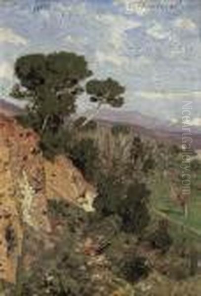 Landschaft Bei Nizza Oil Painting by Edmund Berninger