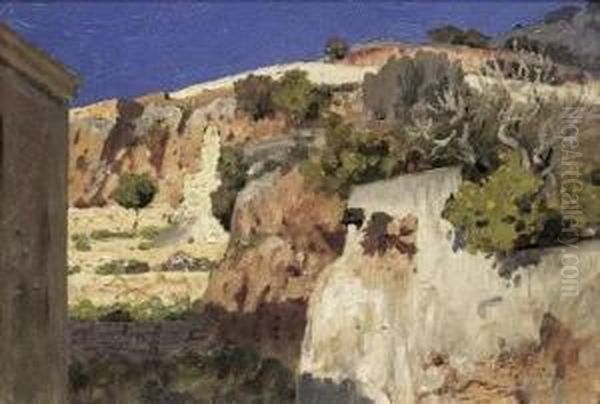 Landschaft Auf Capri Oil Painting by Edmund Berninger