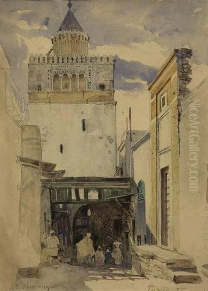 In Der Medina Von Tunis Oil Painting by Edmund Berninger