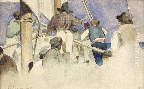 Auf Dem Marktschiff Von Capri Oil Painting by Edmund Berninger