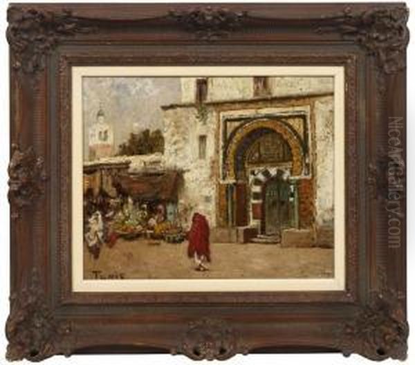 Strasenszene In Tunis Oil Painting by Edmund Berninger