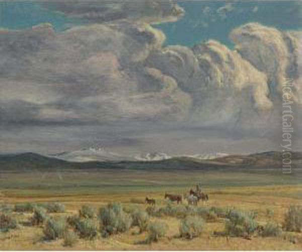 Las Truchas Peaks Oil Painting by Oscar Edmund Berninghaus