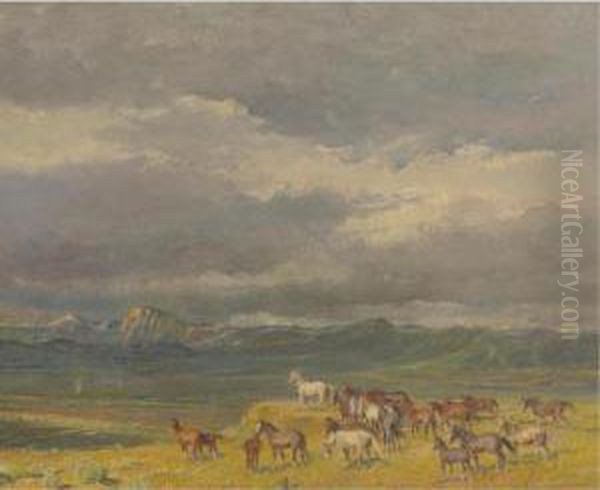 Wild Horses Oil Painting by Oscar Edmund Berninghaus