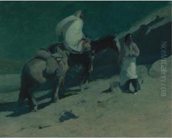 Night Travelers Oil Painting by Oscar Edmund Berninghaus