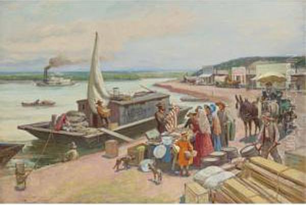 The Itinerant River Merchant Oil Painting by Oscar Edmund Berninghaus