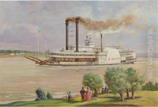 The J.m. White Oil Painting by Oscar Edmund Berninghaus