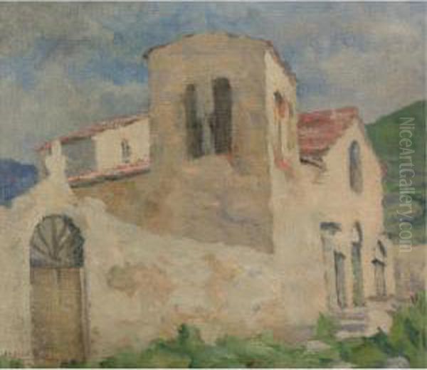 A Church In Taos Oil Painting by Oscar Edmund Berninghaus